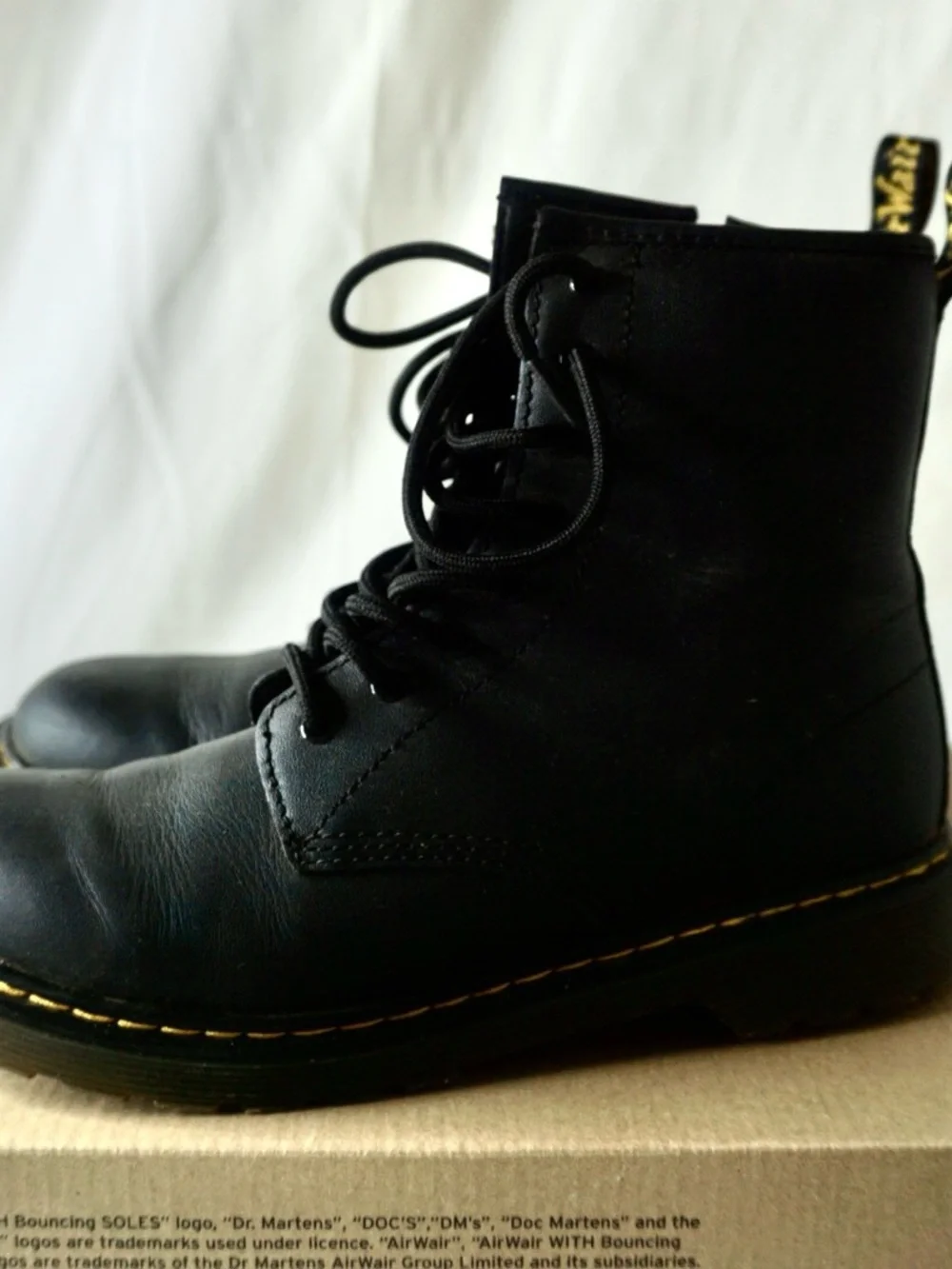 Dr. Martens Black Leather Lace-Up Kids Boots